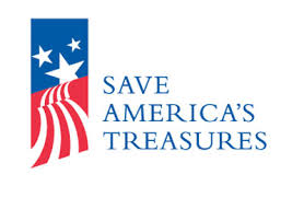 Logo of Save America's Treasures with stylized American flag