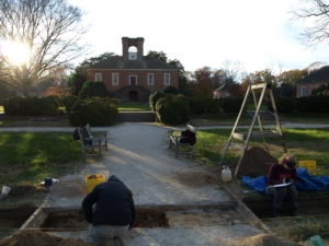 Looking west through the East Garden toward the Stratford Hall Mansion, 2016. Photo credit: Data Investigations.