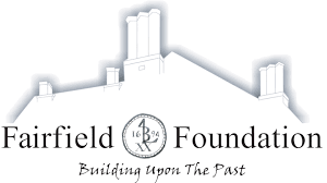 Outline of a house roof with "Fairfield Foundation, Building upon the Past" below