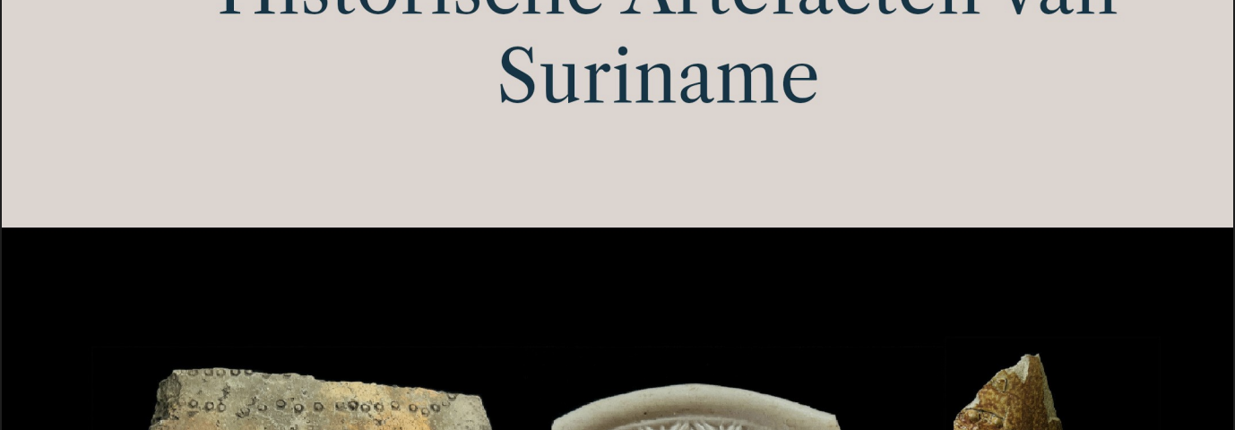 Closeup of a book cover with three ceramic sherds and reading, 