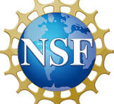 Logo for the National Foundation, letters "NSF" superimposed over a blue globe with gold spoke exterior